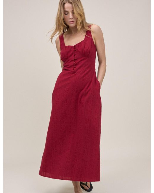 Nobody's Child Red Button Front Sleeveless Melody Midi Dress