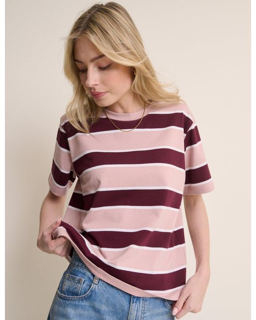 Nobody's Child Pink Striped Boxy Fit T-Shirt