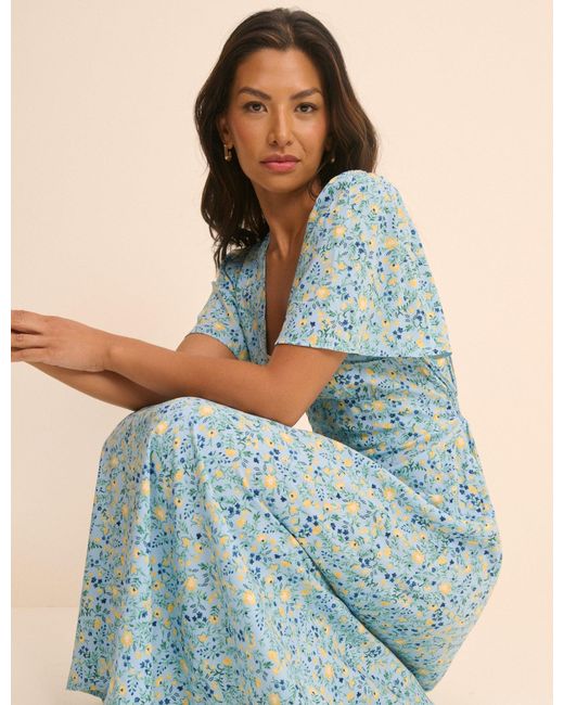 Nobody's Child Blue Floral Atlas Midi Dress