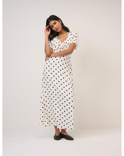 Nobody's Child Natural Polka Dot Tyla Midi Dress