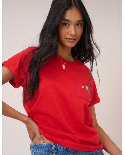 Nobody's Child Embroidered Pocket T-Shirt