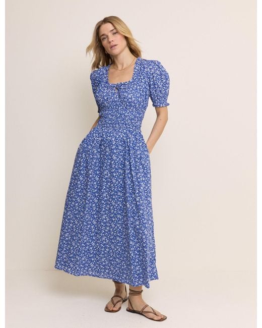 Nobody's Child Blue Floral Tula Midi Dress