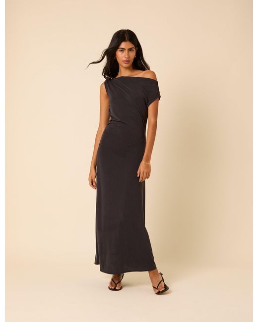 bethany asymmetrical ruched maxi dress Sasha Ruched Maxi Dress — Deep Green main image 0