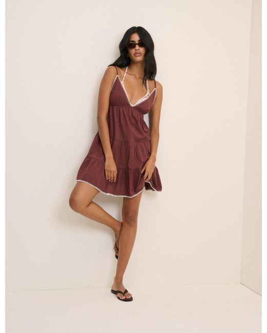 Nobody's Child Purple Tiered Mini Beach Dress