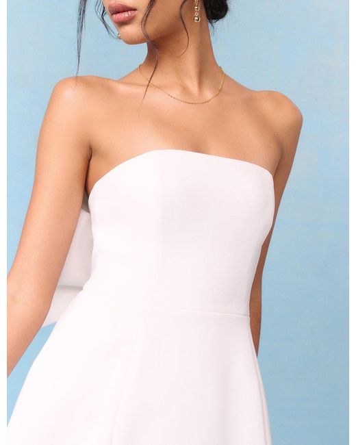 Nobody's Child Blue Bridal Crepe Statement Bow Lucienne Mini Dress