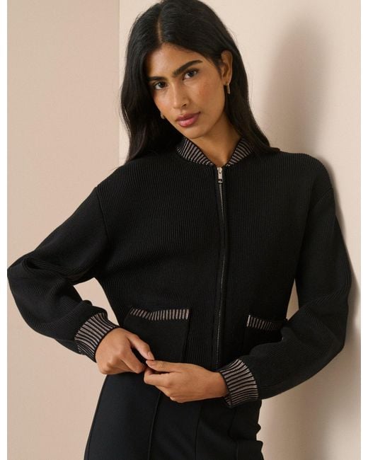 Nobody's Child Black Knitted Bomber Jacket