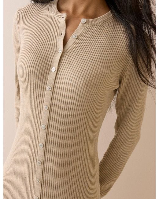 Nobody's Child Natural Ribbed Knitted Midi Dress