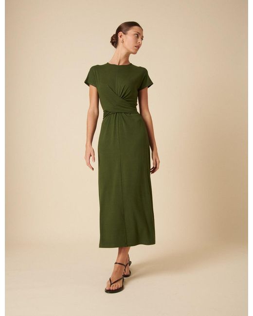 Nobody's Child Green Twist Front Lauren Midi Dress