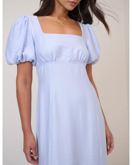 Nobody's Child Blue Puff Sleeve Pax Midi Dress