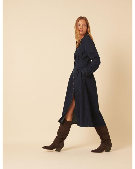 Nobody's Child Black Dark Denim Tucked Waist Kinsley Shirt Dress
