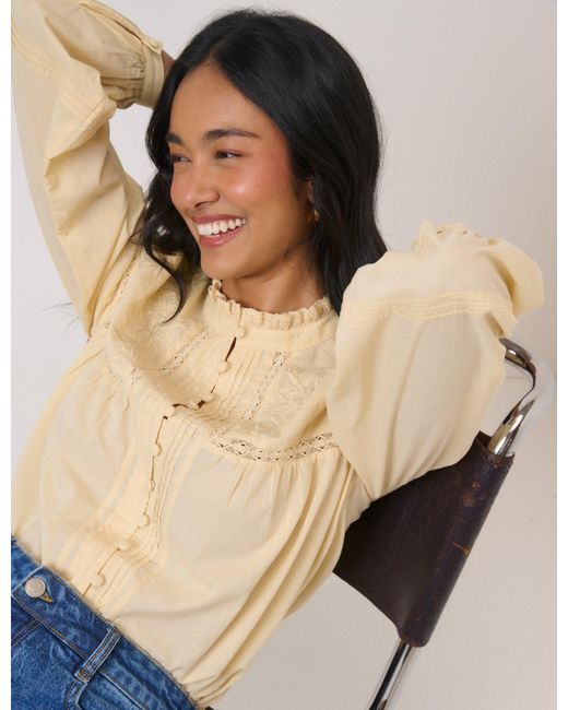 Nobody's Child Black Butter Floral Embroidered High Neck Blouse