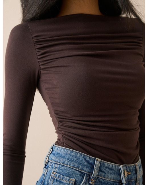 Nobody's Child Blue Ruched Long Sleeve Top