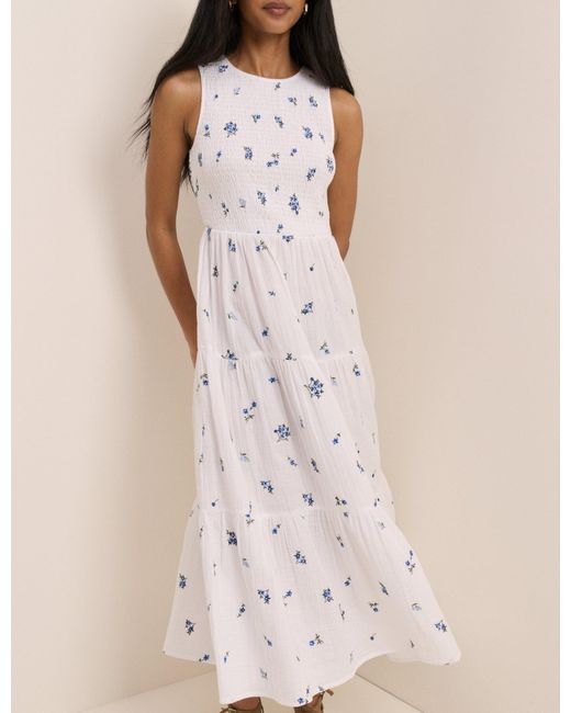 Nobody's Child Natural Floral Embriodered Charlie Midi Dress