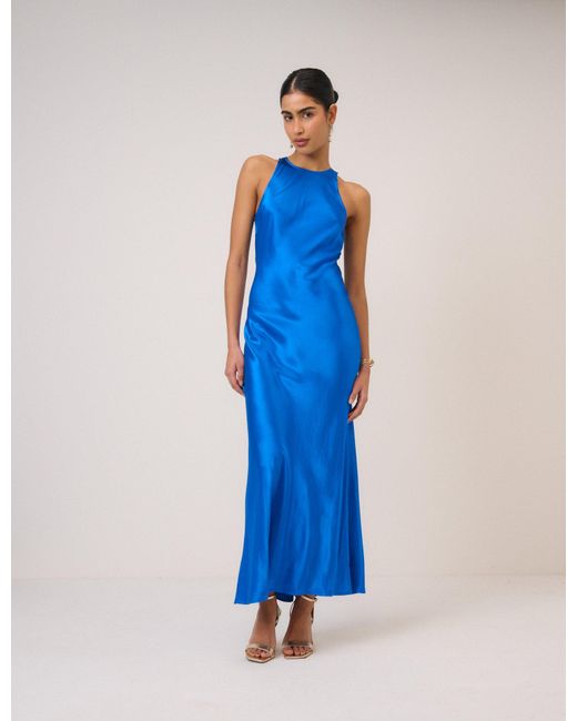 Nobody's Child Blue Electric Satin Zahara Maxi Dress