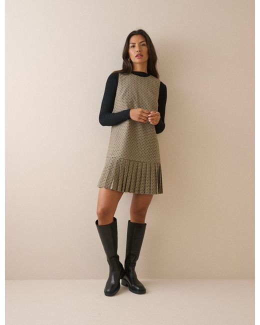 Nobody's Child Natural Check Drop Waist Shift Dress