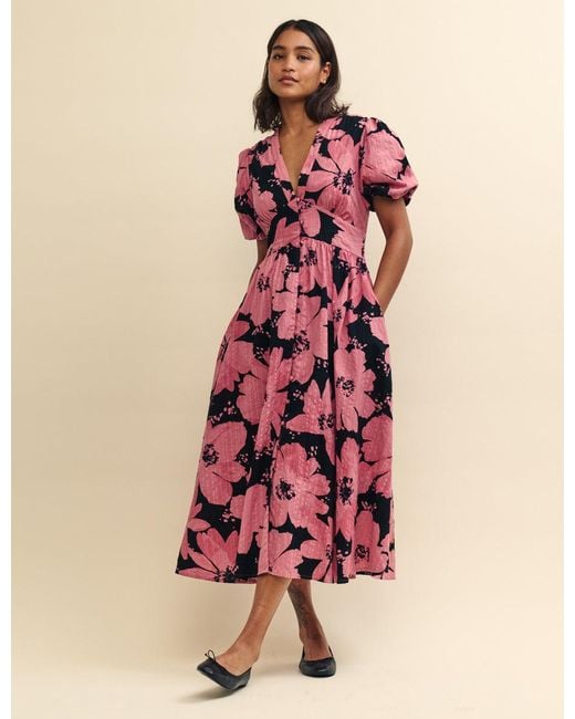 Nobody's Child Pink Flower Print Starlight Midi Dress