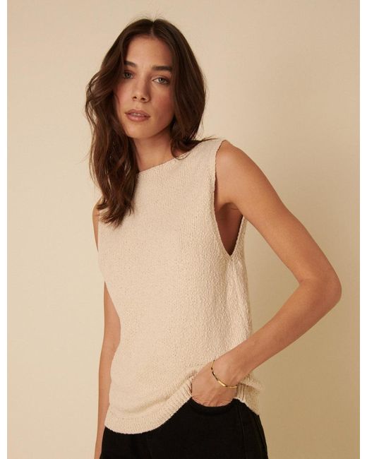 Nobody's Child Natural Slash Neck Sleeveless Knitted Vest