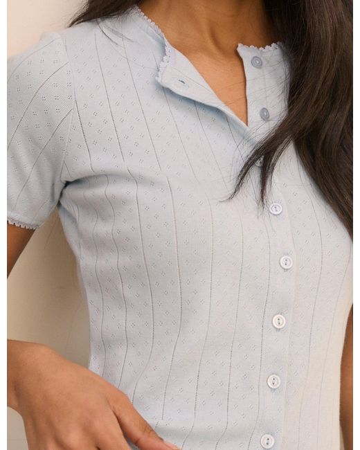Nobody's Child Blue Baby Pointelle Short Sleeve Top