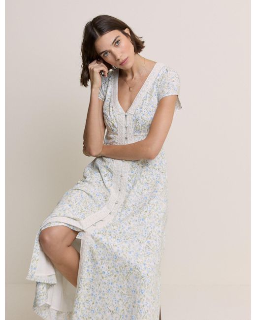 Nobody's Child White Ditsy Floral Emma Midi Dress