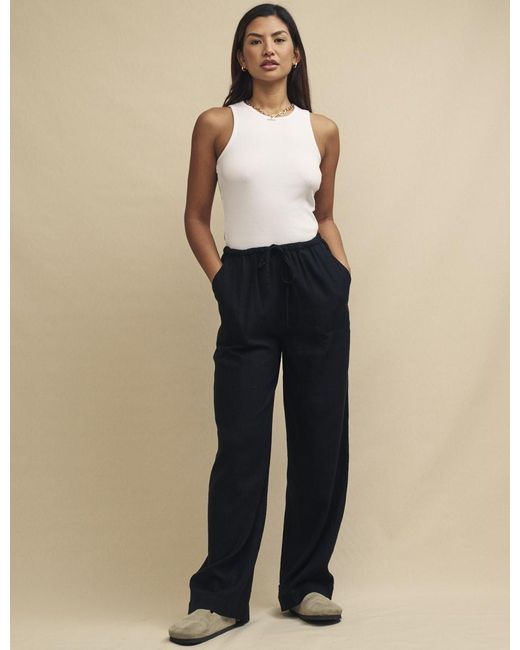 Nobody's Child Natural Linen-Blend Drawstring Trousers