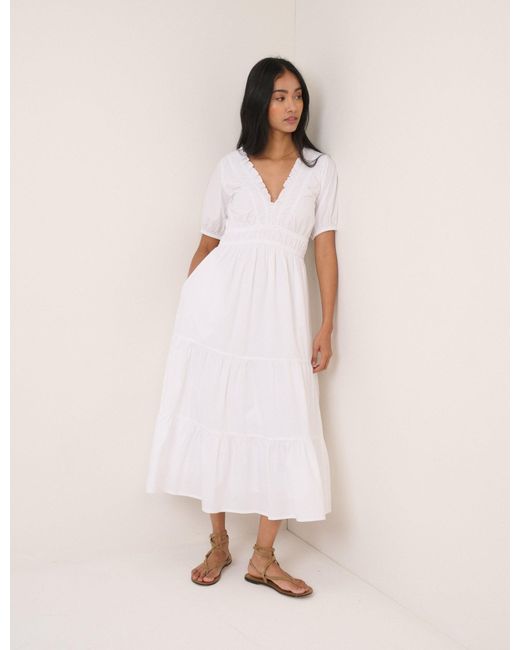 Nobody's Child Natural Tiered Madison Midi Dress
