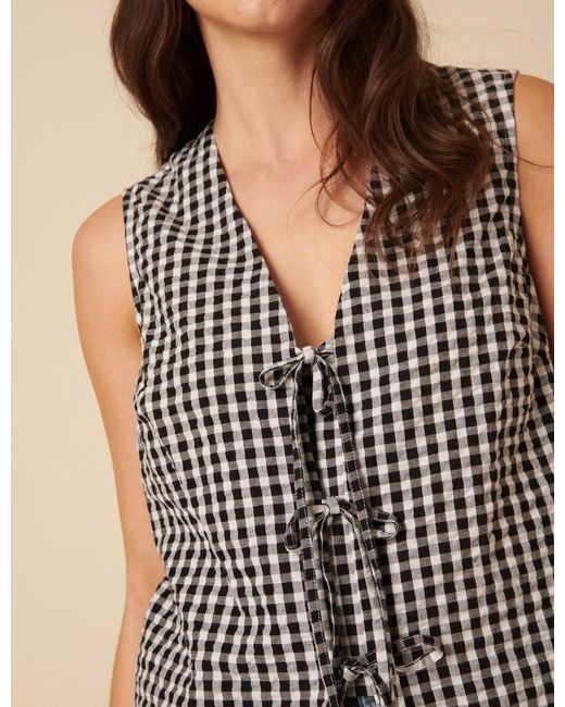 Nobody's Child Black Gingham Tie Front Tessa Top