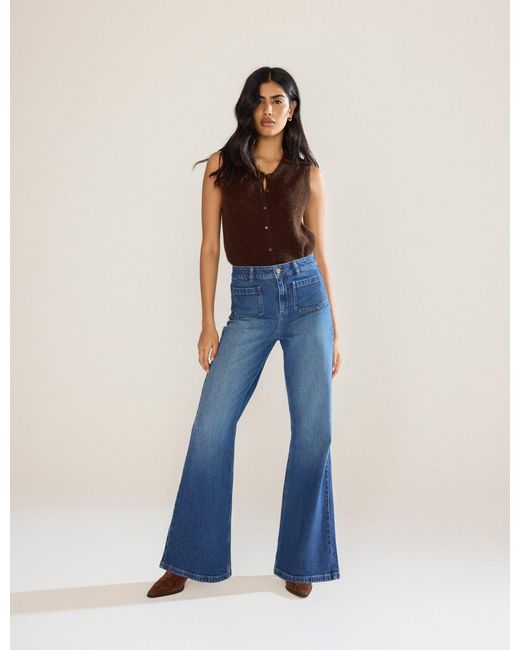 Nobody's Child Blue High Rise Highbury Flare Jeans