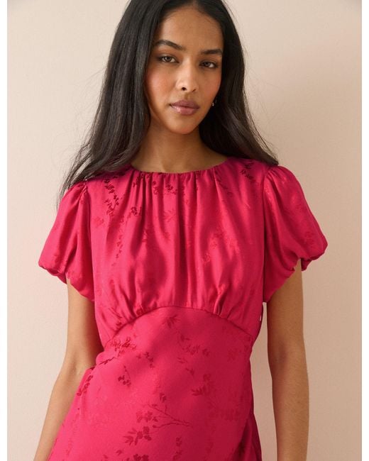 Nobody's Child Pink Jacquard Floral Sicily Midi Dress