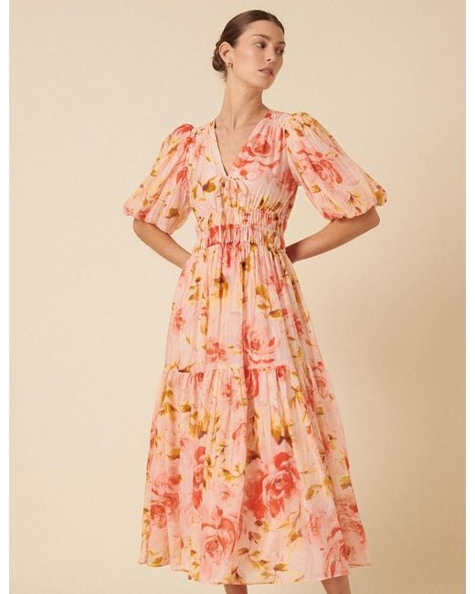 Nobody's Child Orange Floral Brea Midi Dress