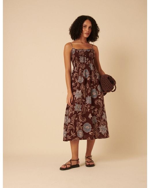 Nobody's Child Natural Paisley Print Tamara Midi Dress