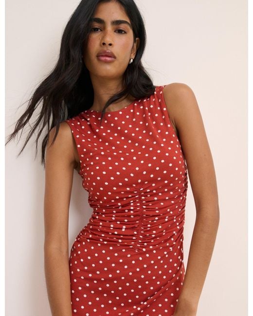 Nobody's Child Pink Polka Dot Jennifer Jersey Midi Dress