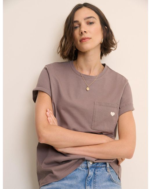 Nobody's Child Brown Heart Embroidered T-Shirt