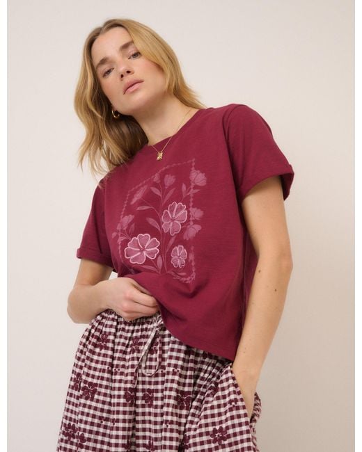 Nobody's Child Red Burgundy Flower Graphic T-Shirt