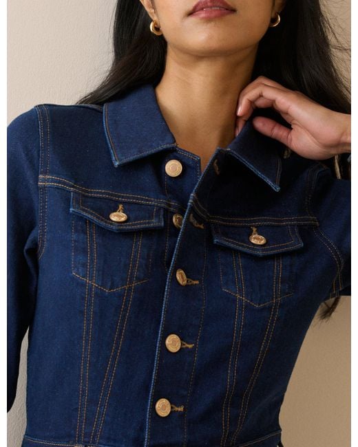 Nobody's Child Blue Dark Denim Flare Jumpsuit