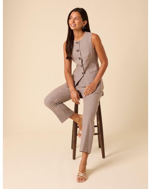 Nobody's Child Natural Gingham Straight Leg Trousers