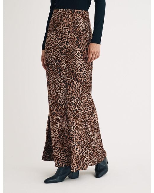 Nobody's Child Red Leopard Print Midi Slip Skirt