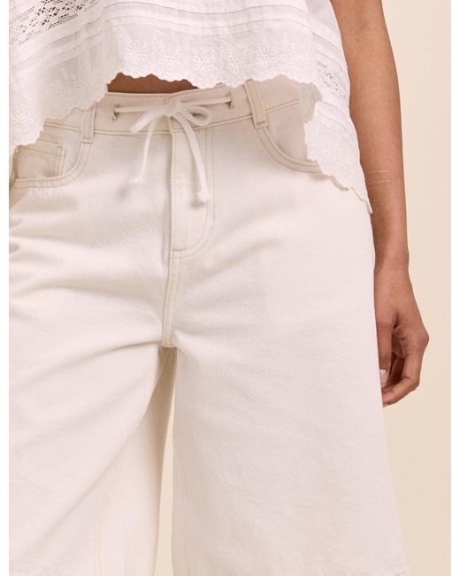 Nobody's Child Natural Drawstring Bermuda Denim Shorts