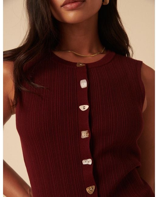 Nobody's Child Red Burgundy Longline Knitted Waistcoat
