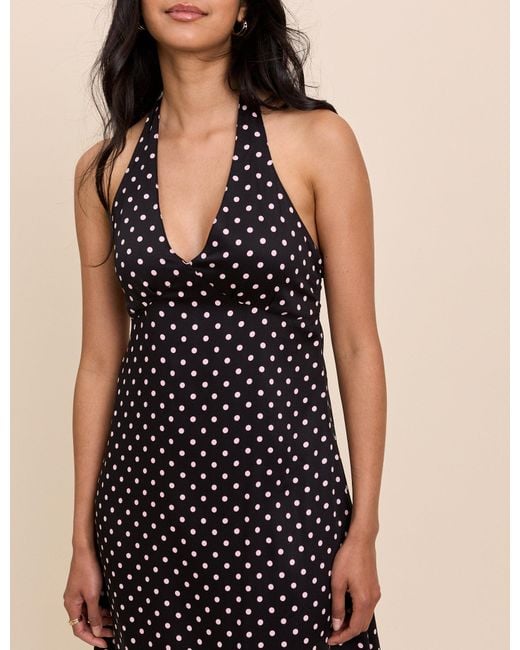 Nobody's Child Blue Polka Dot Halterneck Lynette Midi Dress