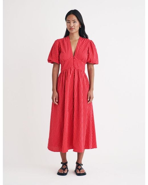 Nobody's Child Red Gingham Starlight Midi Dress