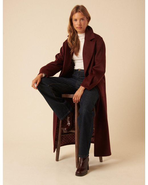 Nobody's Child Black Nc X Lisou Burgundy Wool Blend Tailored Longline Coat