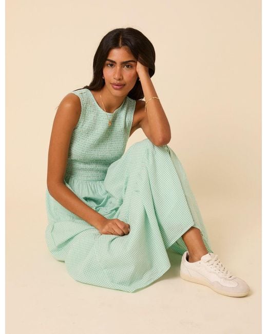 Nobody's Child Green Mint Gingham Sleeveless Tiered Charlie Midi Dress