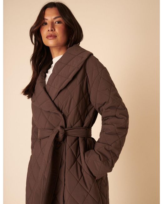 Nobody's Child Natural Quilted Tie Belt Coat
