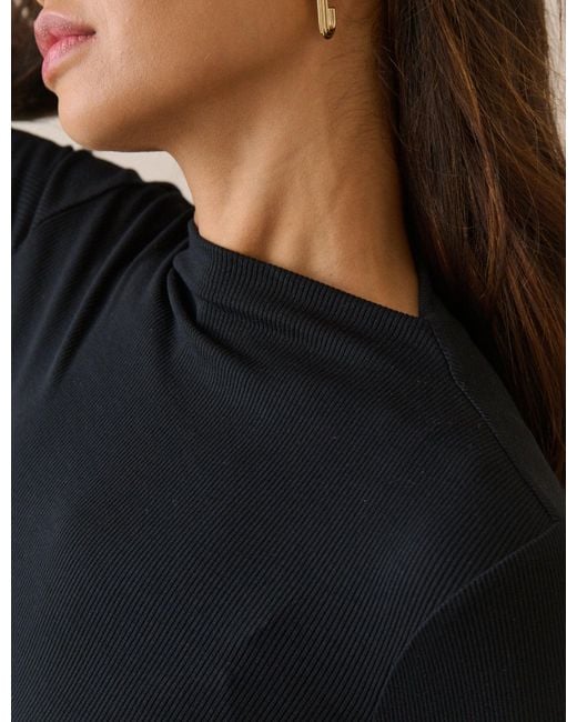 Nobody's Child Black Ribbed Boat Neck Jersey Top
