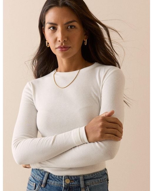 Nobody's Child Blue Double Layer Trim Long Sleeve Top