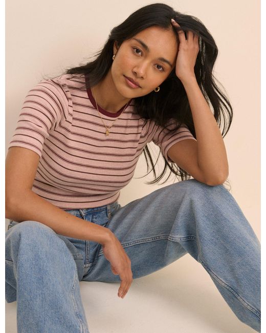 Nobody's Child Brown And Burgundy Striped T-Shirt