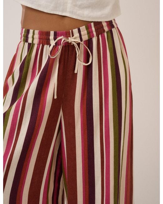 Nobody's Child Pink Multi-Coloured Split Hem Wide Leg Trousers