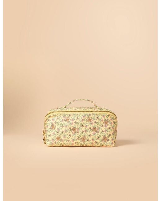 Nobody's Child Natural Elizabeth Scarlett Floral Daisey Embroidered Open Flat Make Up Bag