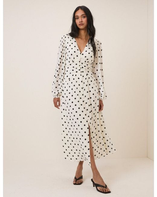 Nobody's Child Natural Polka Dot Luna Midi Dress