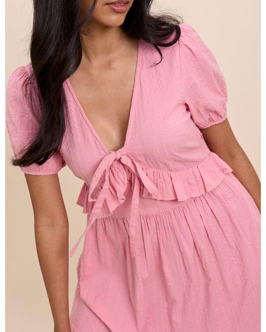 Nobody's Child Pink Light Tiered Katie Midi Dress